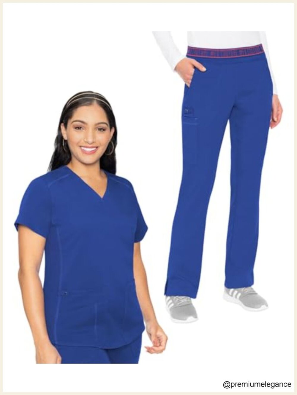 V-Neck Scrub Set for Women with 11 Pockets - Stretch Spandex Blend